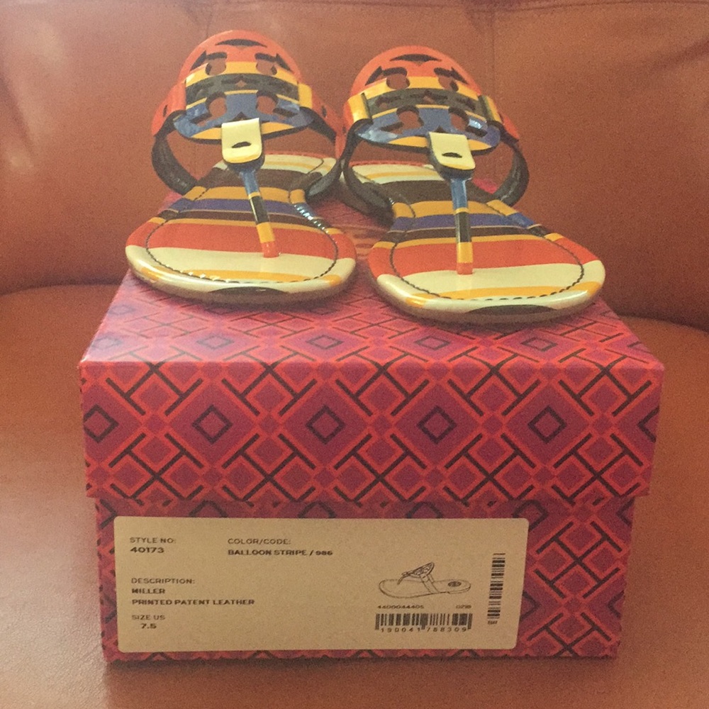 New Tory Burch 7.5 Miller Printed Patent Leather